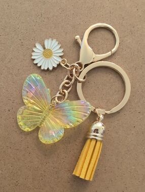 Butterfly & Daisy Tassel Keychain Bag Charm